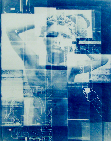 Klara Meinhardt: Roman Copy, 2018, cyanotype on canvas, 190 x 150 cm

